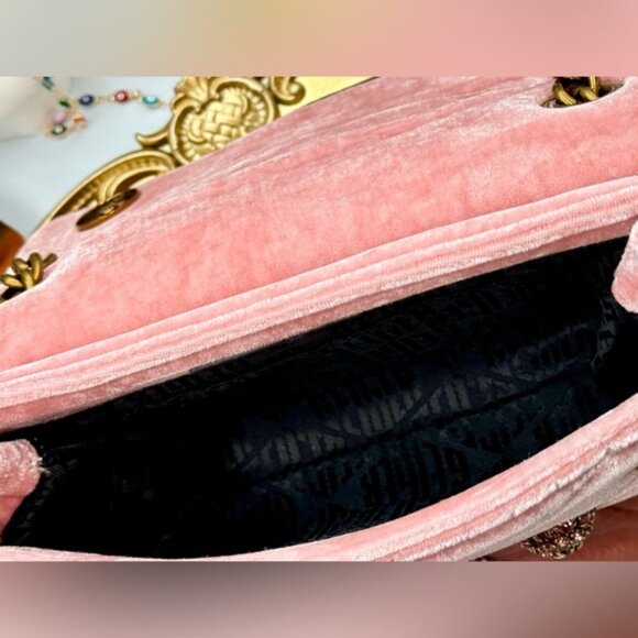 🆕 KURT GEIGER LONDON 🧿 NWOT Kensington Mini Embellished Velvet Crossbody, Pink - Picture 13 of 16